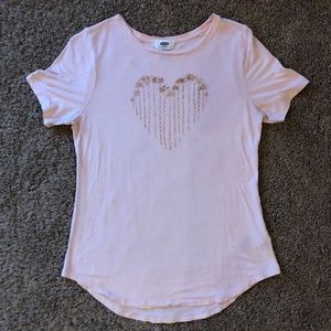 Old Navy Tee | Size S | Pink w/ Gold Palm Tree <3